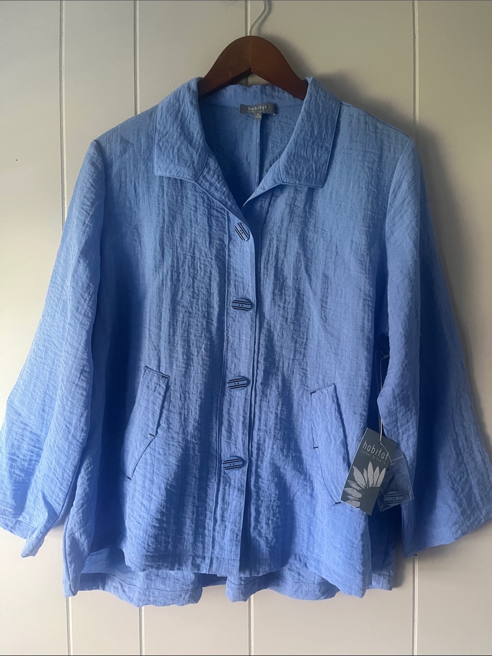 Habitat Sky Blue Linen Button-Front Jacket